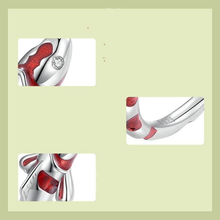 S925 Sterling Silver Red Lucky Koi Ring