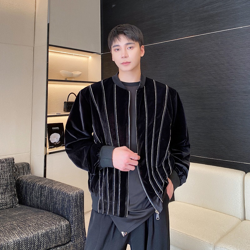 Men's Three Dimensional Sequin Decorative Sweater Coat Image 1
