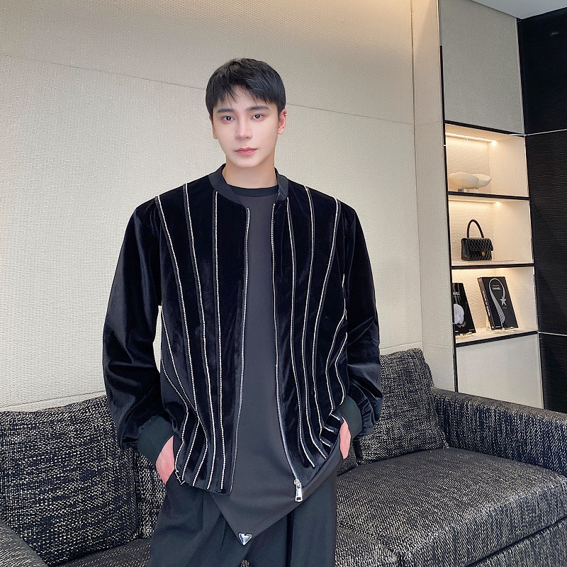 Men's Three Dimensional Sequin Decorative Sweater Coat Image 6