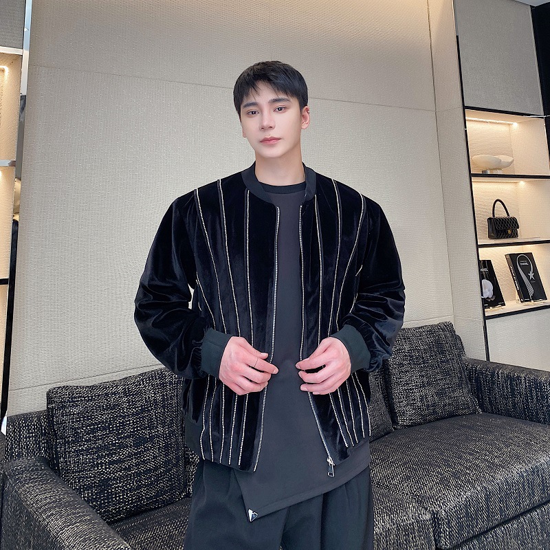 Men's Three Dimensional Sequin Decorative Sweater Coat Image 5