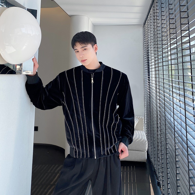 Men's Three Dimensional Sequin Decorative Sweater Coat Image 2