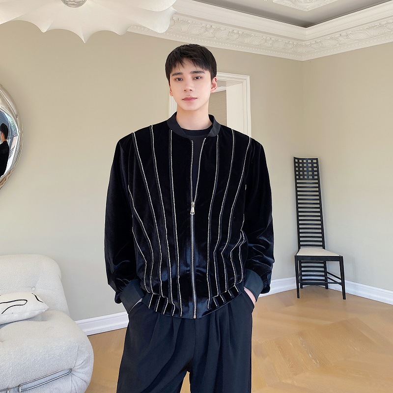 Men's Three Dimensional Sequin Decorative Sweater Coat Image 3