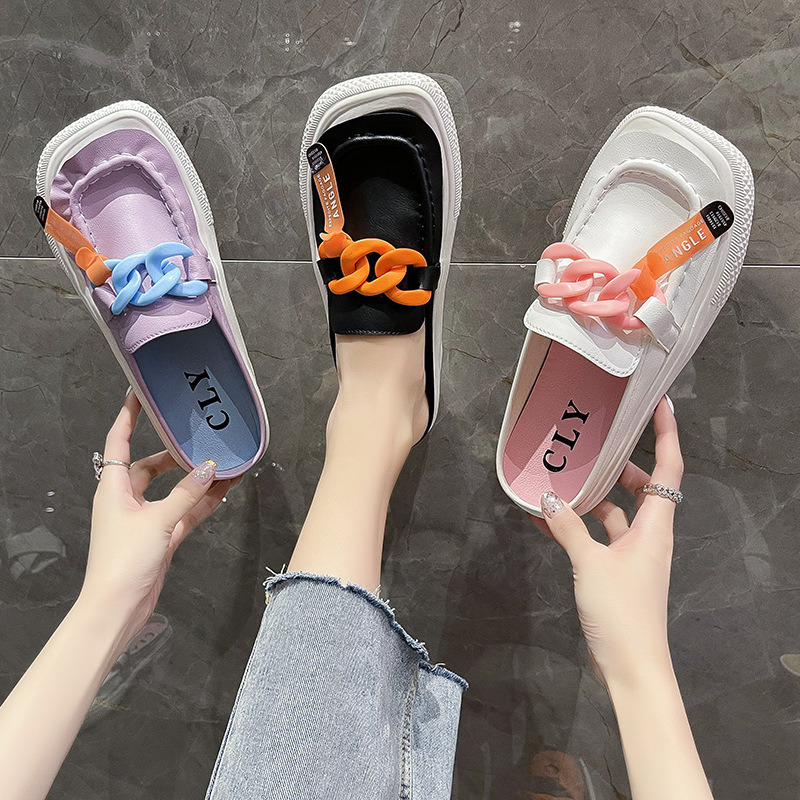 Metal Buckle Thick Sole Casual Lazy Slipper - Image 5