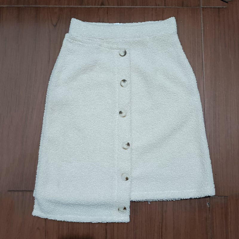 Single-breasted Wool Ring Asymmetric Half-body Skirt 4