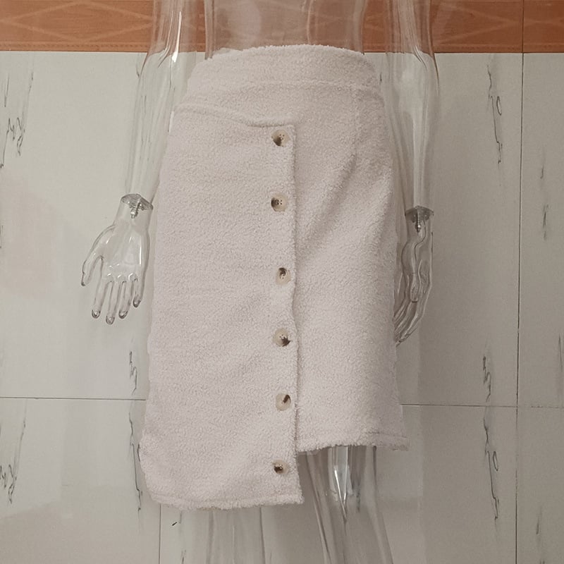 Single-breasted Wool Ring Asymmetric Half-body Skirt 10