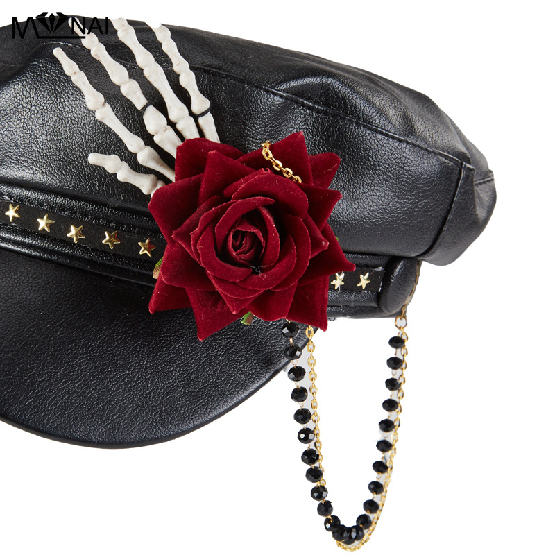 Steam Punk Goth Rose Bead Necklace Detail