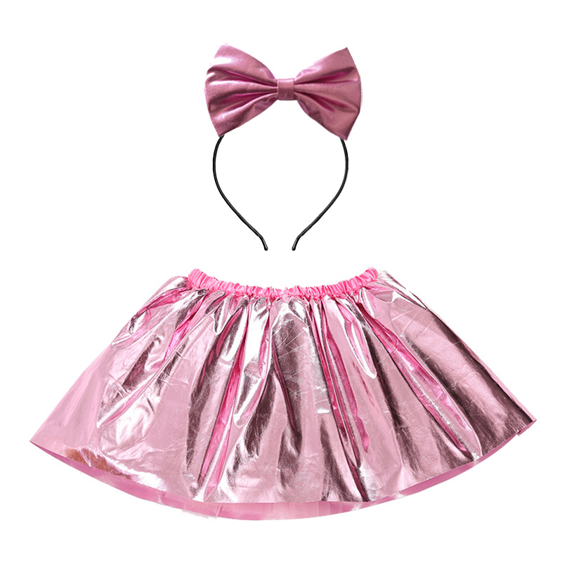 Girls' Short Skirt with Bow Headband
