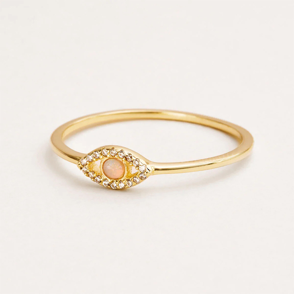 S925 Sterling Silver Opal Eyes Diamond-studded Ring Image 5