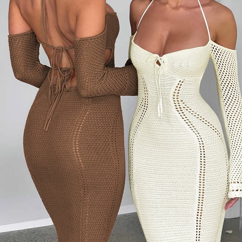 Back Lace Up Slim Fit Dress