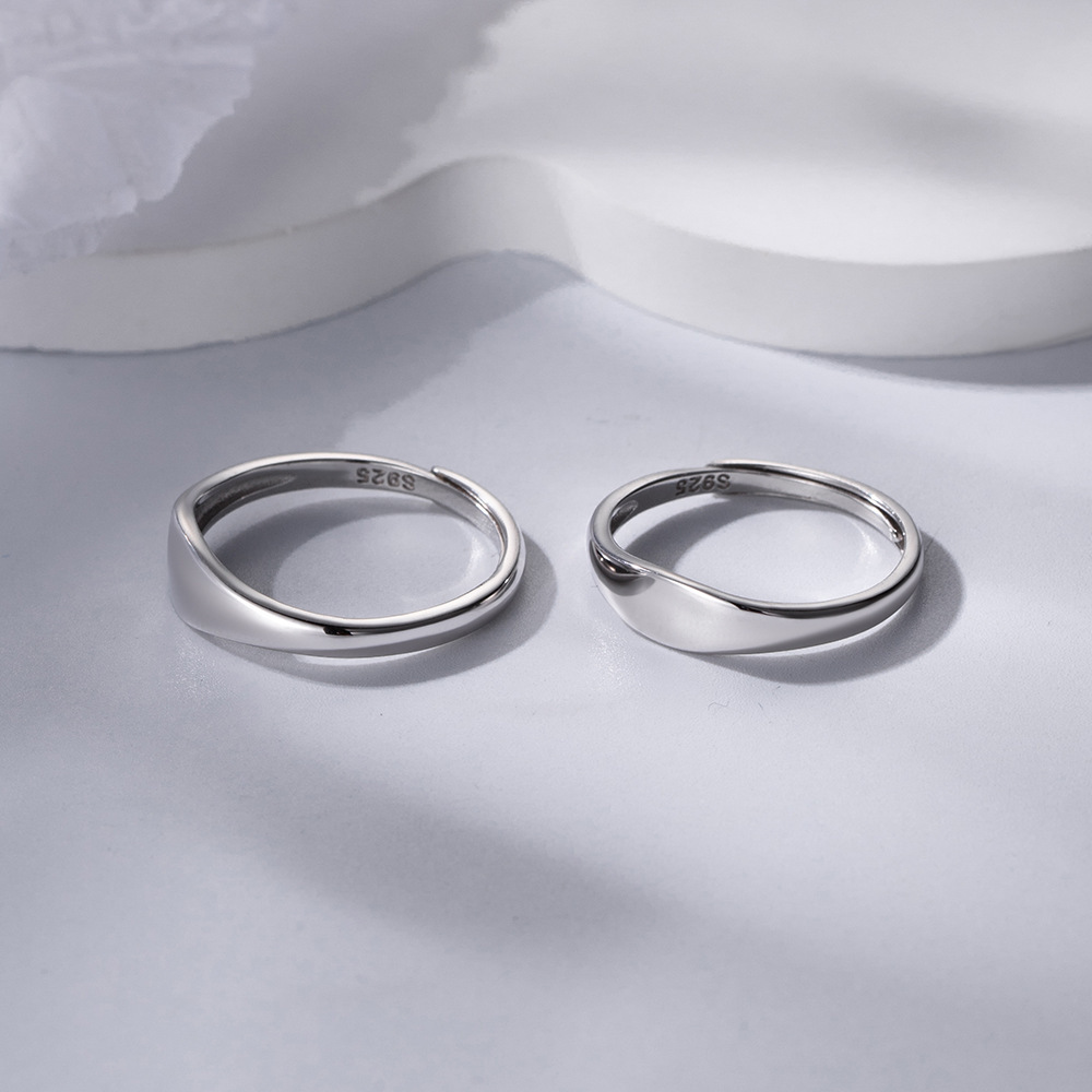Sterling Silver 925 Couple Ring Image 3