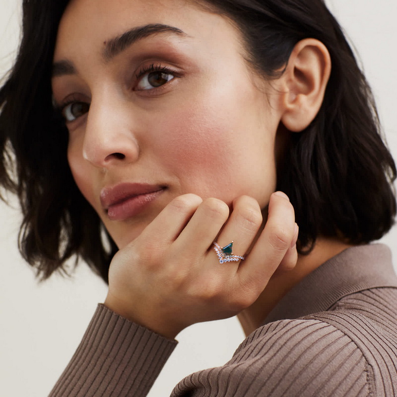 S925 Silver Green Moss Agate Ring Image 1