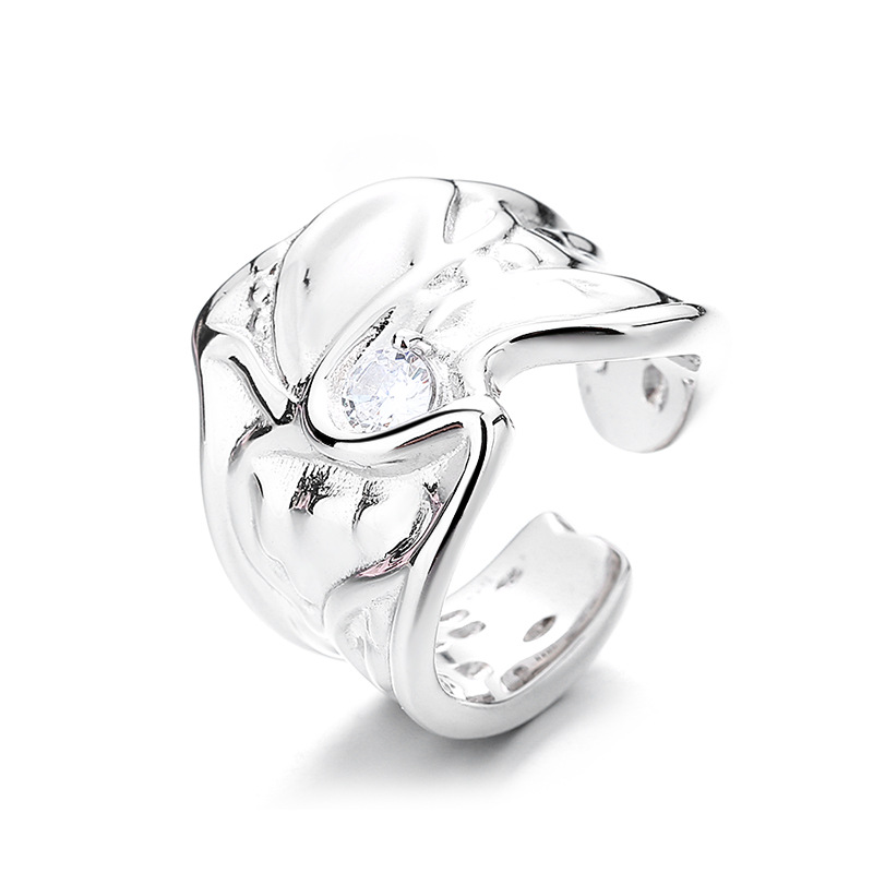 Sterling Silver Wide Irregular Geometric Ring 2