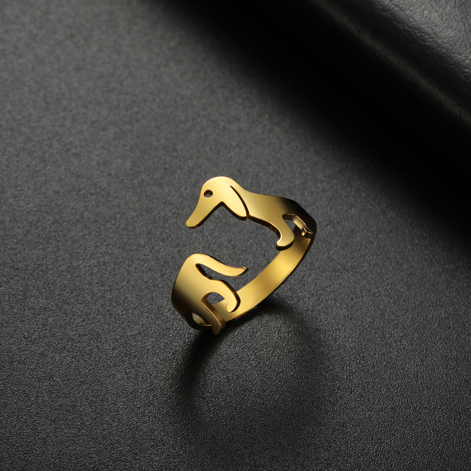 Stylish Sausage Dog Ring on hand