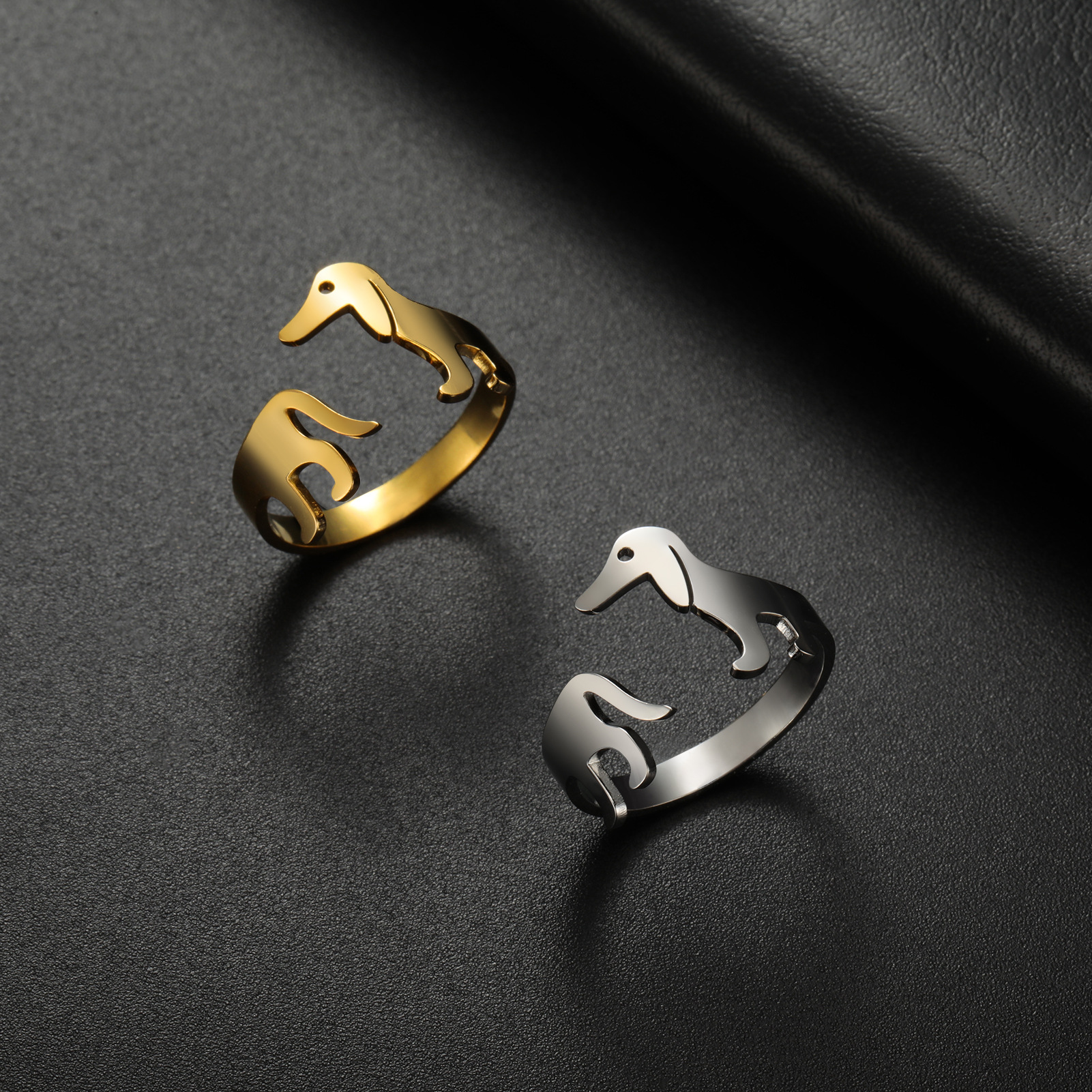 Sausage Dog Adjustable Ring - Gold