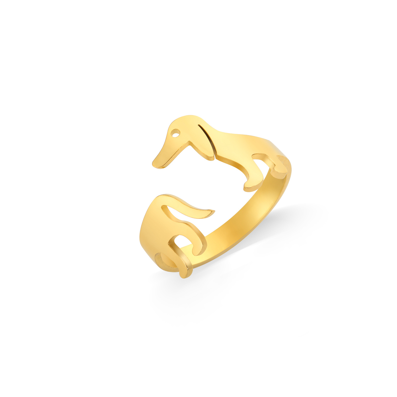 Gold Sausage Dog Adjustable Ring