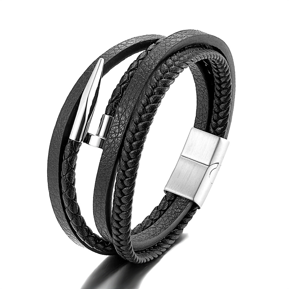 Men's Leather Bracelet Black
