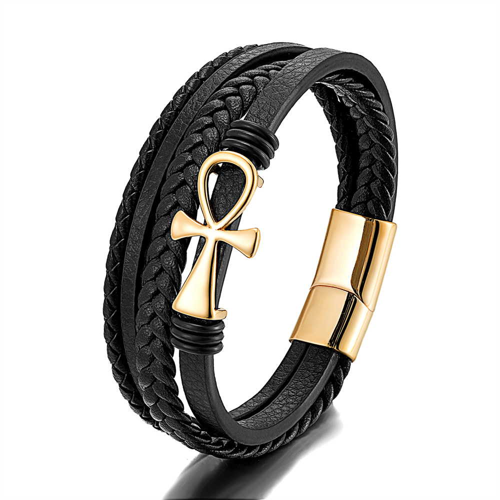 Men's Leather Bracelet Close-up