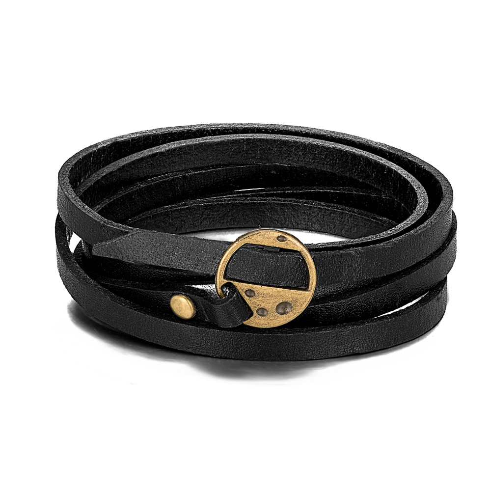 Men's Leather Bracelet Gold