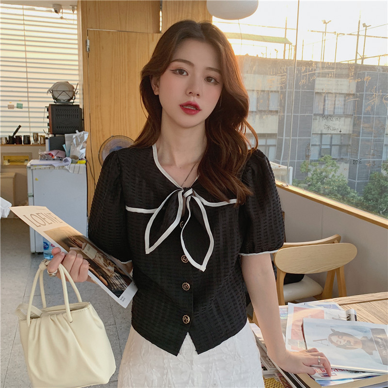 Bowknot Short-sleeved Shirt - Back View