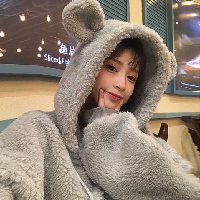 Coat with bear ears