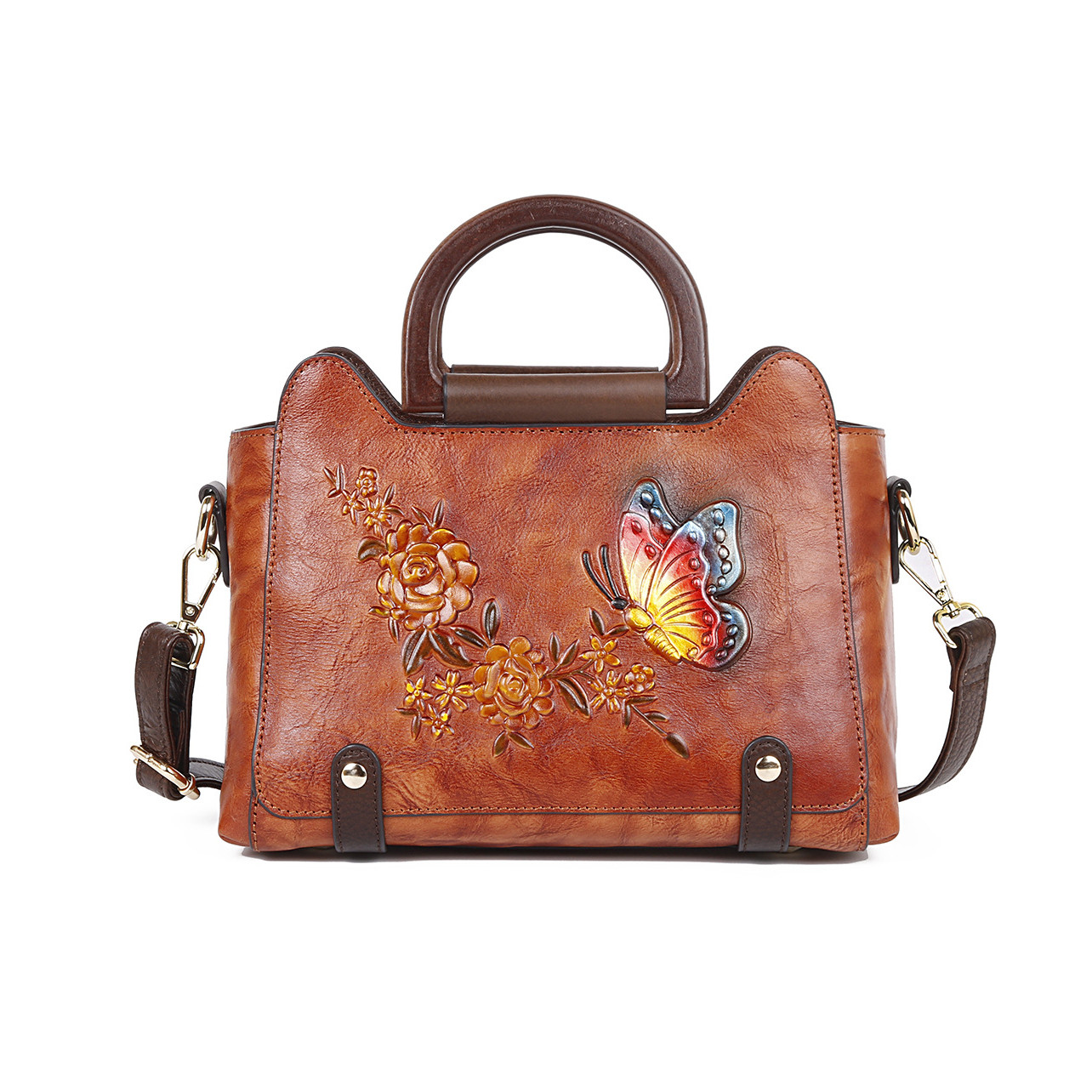 Crossbody Handbag - Red-Brown Color
