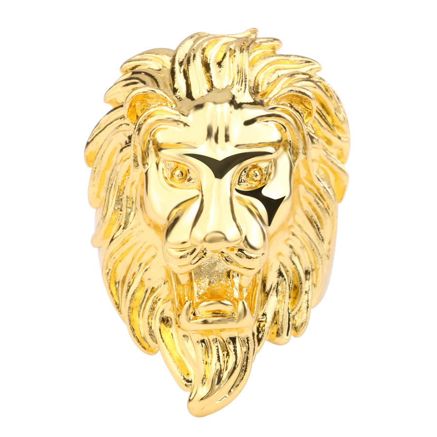 Golden Domineering Lion's Head Ring 6