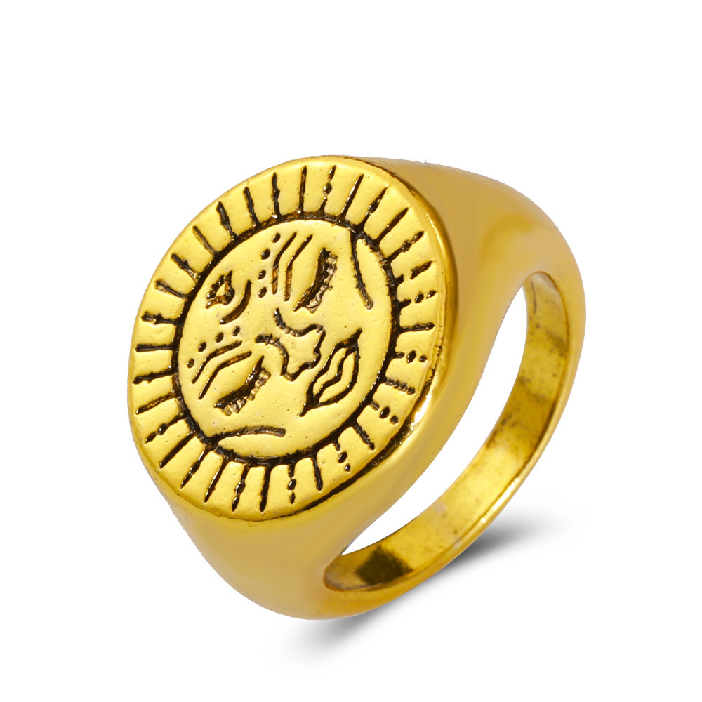 Retro Metal Face Ring 2