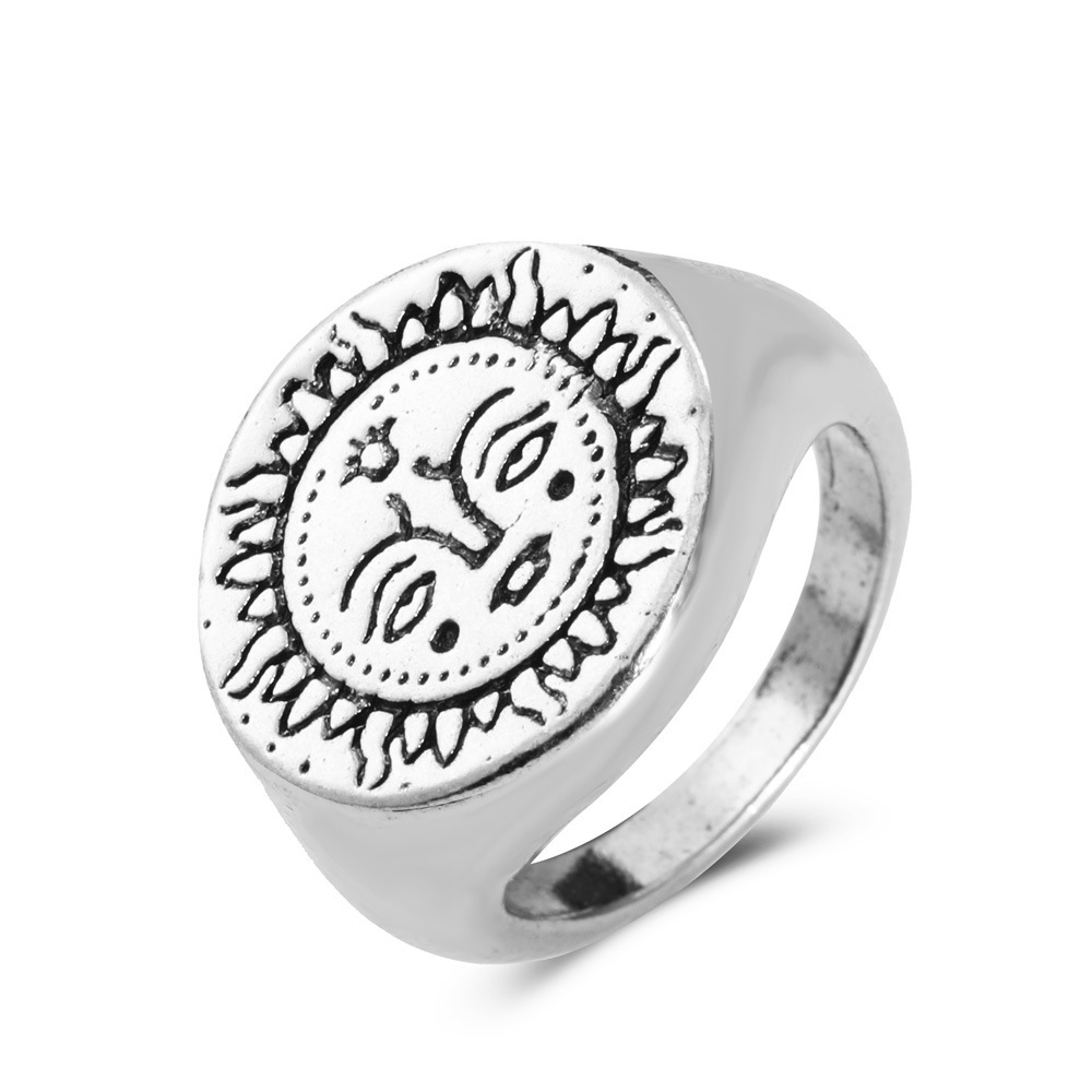 Retro Metal Face Ring 9