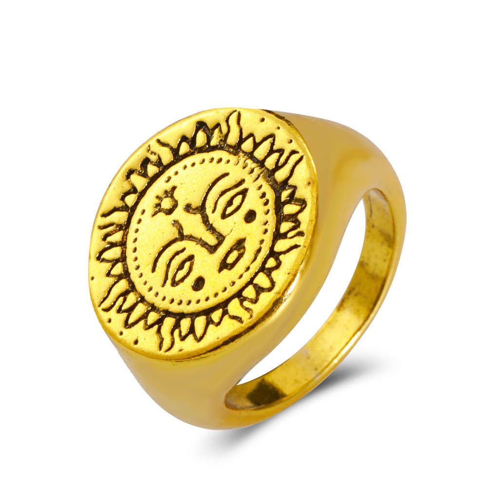 Retro Metal Face Ring 1