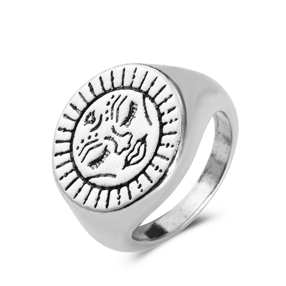 Retro Metal Face Ring 7