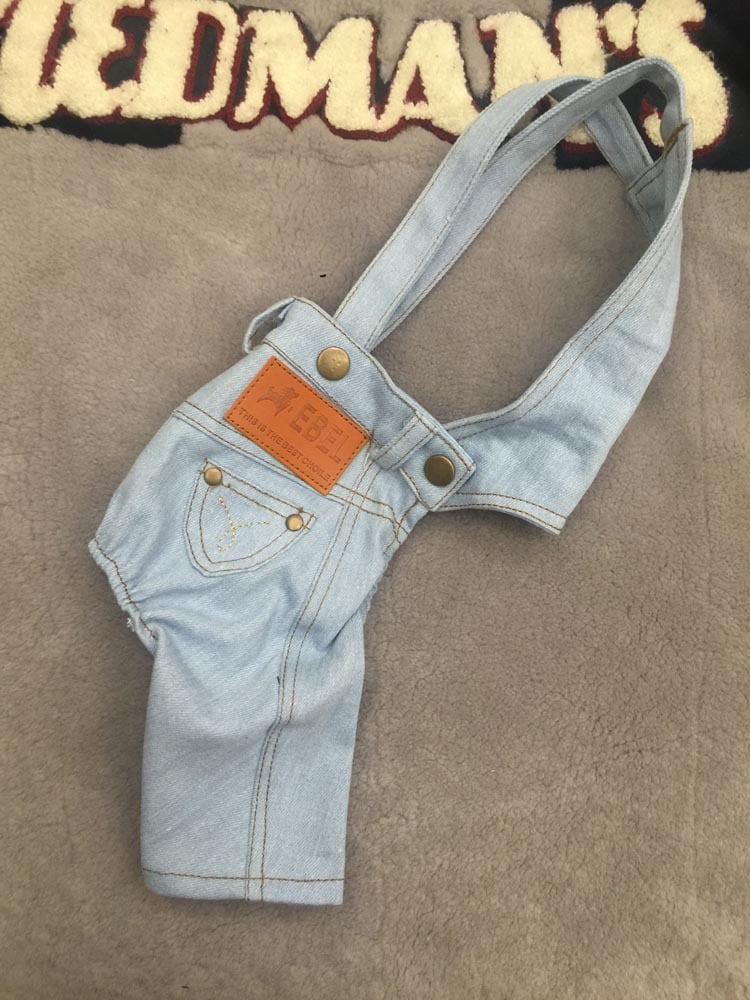 Dog Denim Overalls Image 2