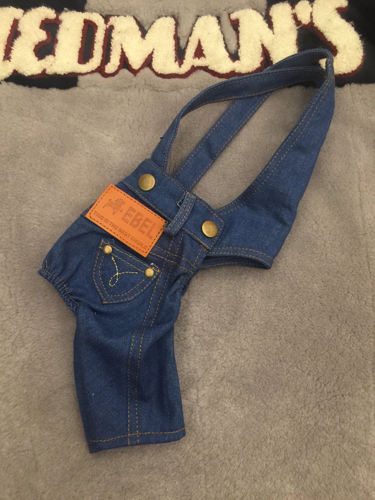 Dog Denim Overalls Image 6