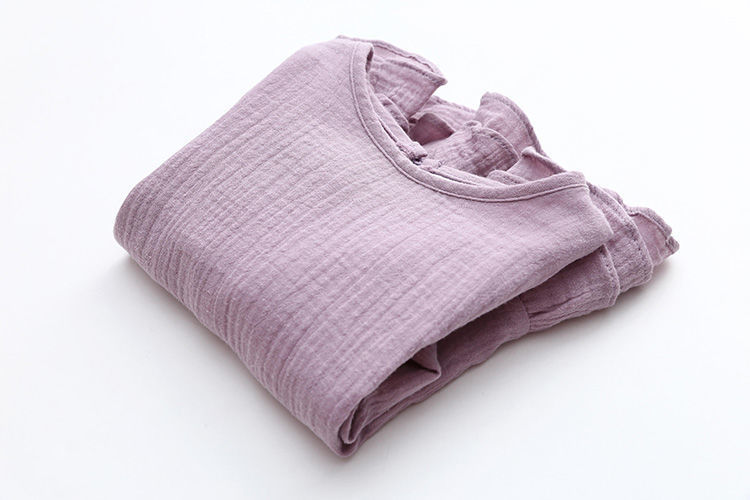 Ruffle Cotton Linen T-shirt Purple