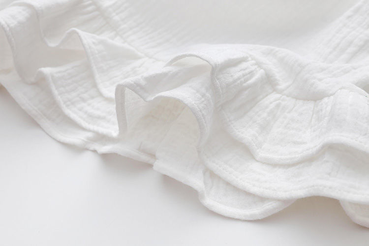 Ruffle Cotton Linen T-shirt Purple