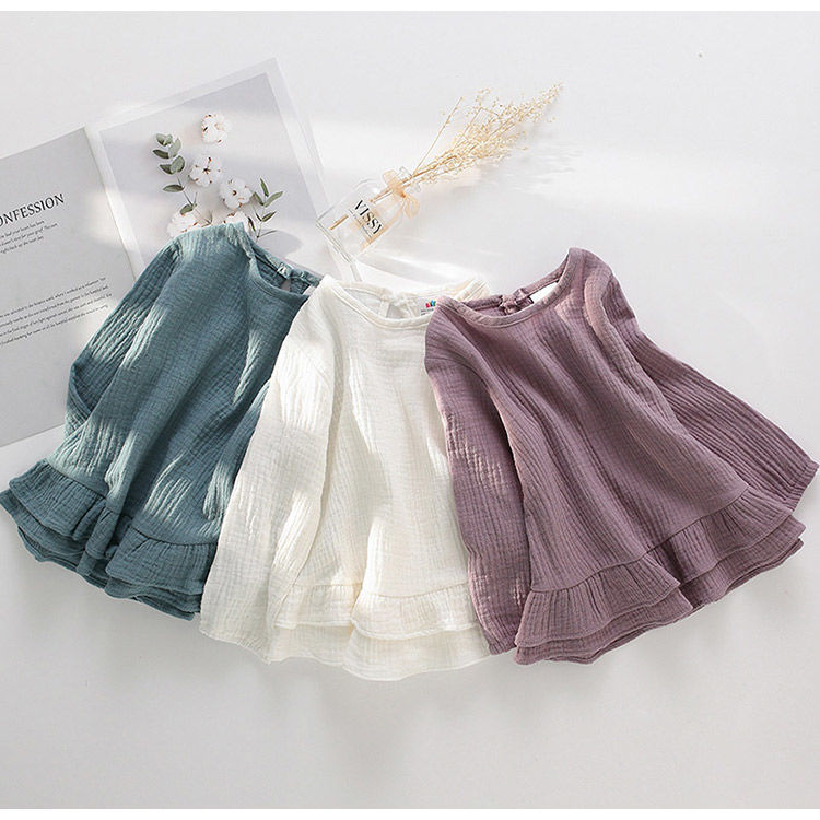 Ruffle Cotton Linen T-shirt White