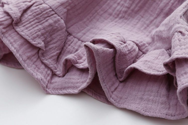 Ruffle Cotton Linen T-shirt Purple