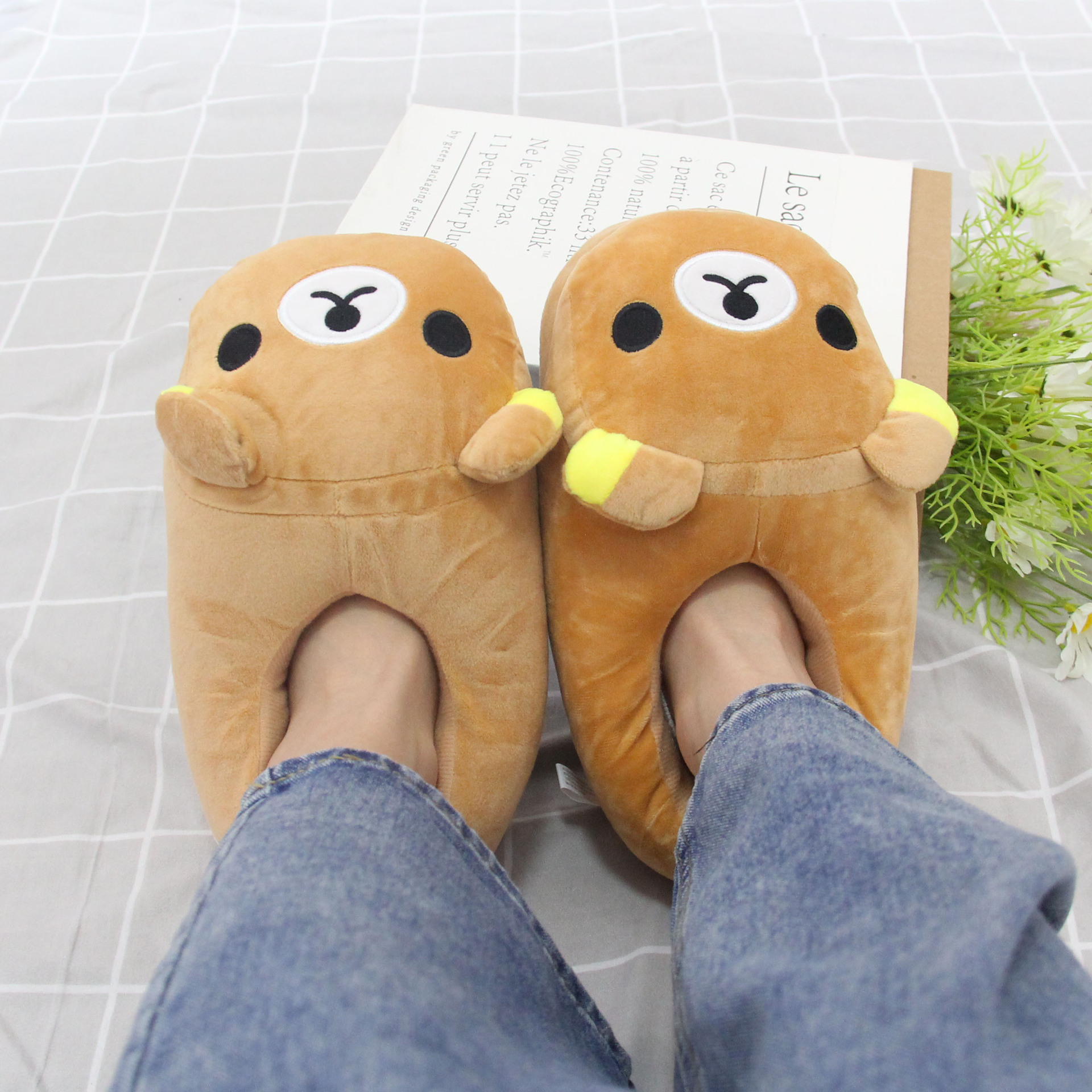 Full Heel Wrap Home Indoor Couple Female Thermal Cotton Slippers 4