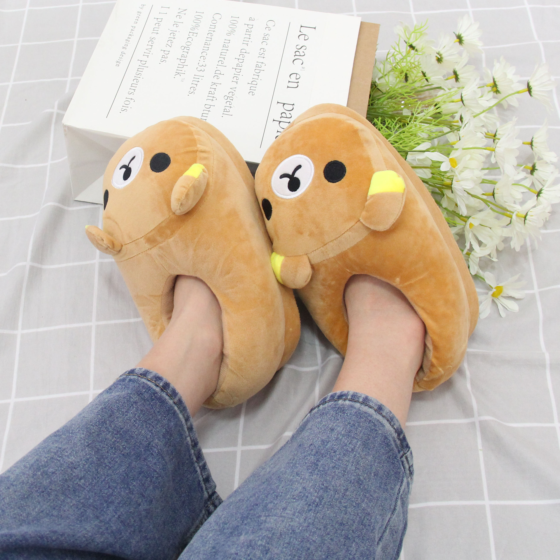 Full Heel Wrap Home Indoor Couple Female Thermal Cotton Slippers 5