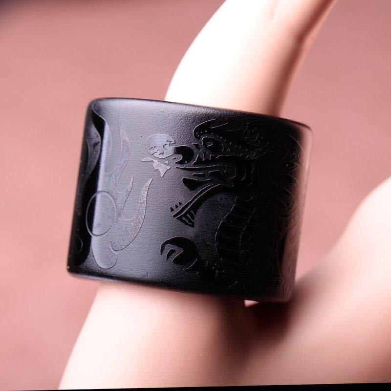 Men's Atmospheric Natural Obsidian Ring - Image 2