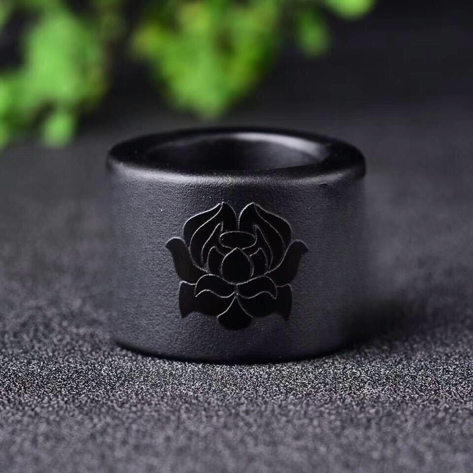 Men's Atmospheric Natural Obsidian Ring - Image 5