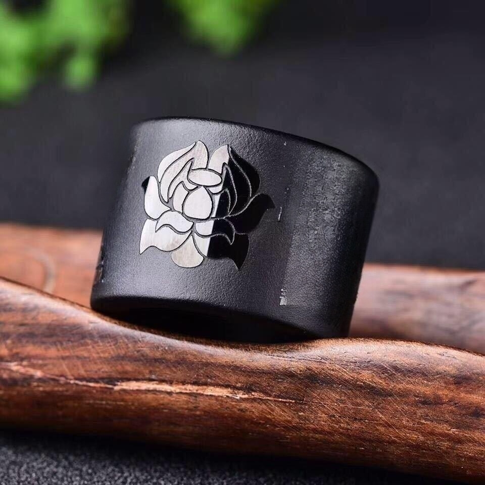 Men's Atmospheric Natural Obsidian Ring - Image 3