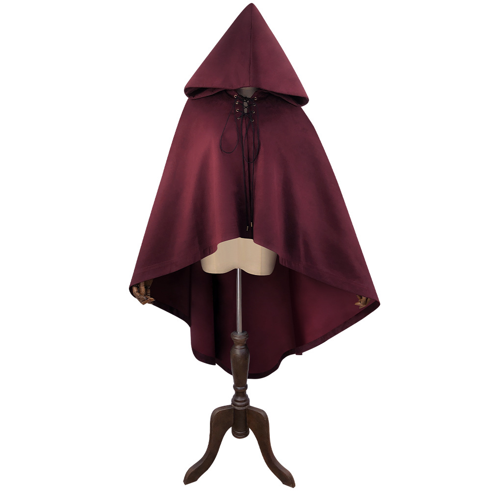 Faux Deerskin Fleece Hooded Cape Cloak Jacket