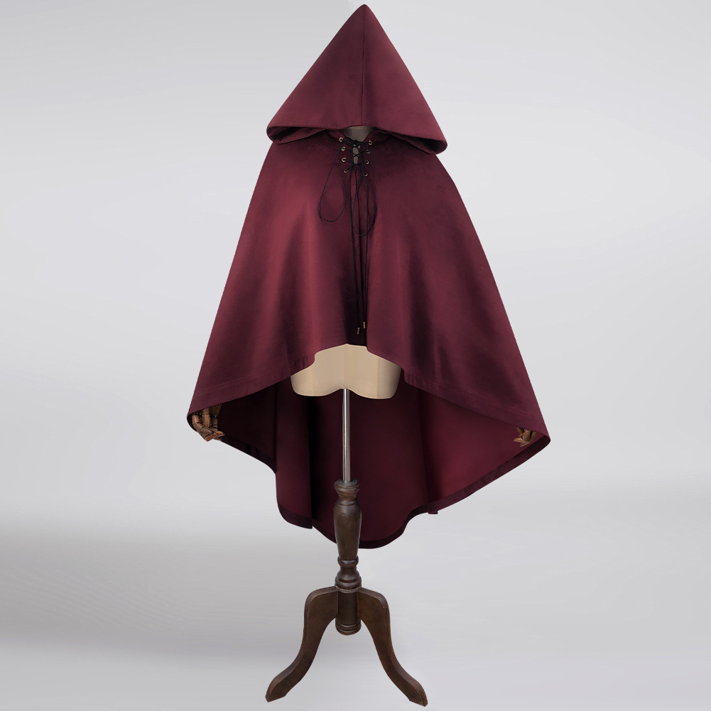 Faux Deerskin Fleece Hooded Cape Cloak Jacket
