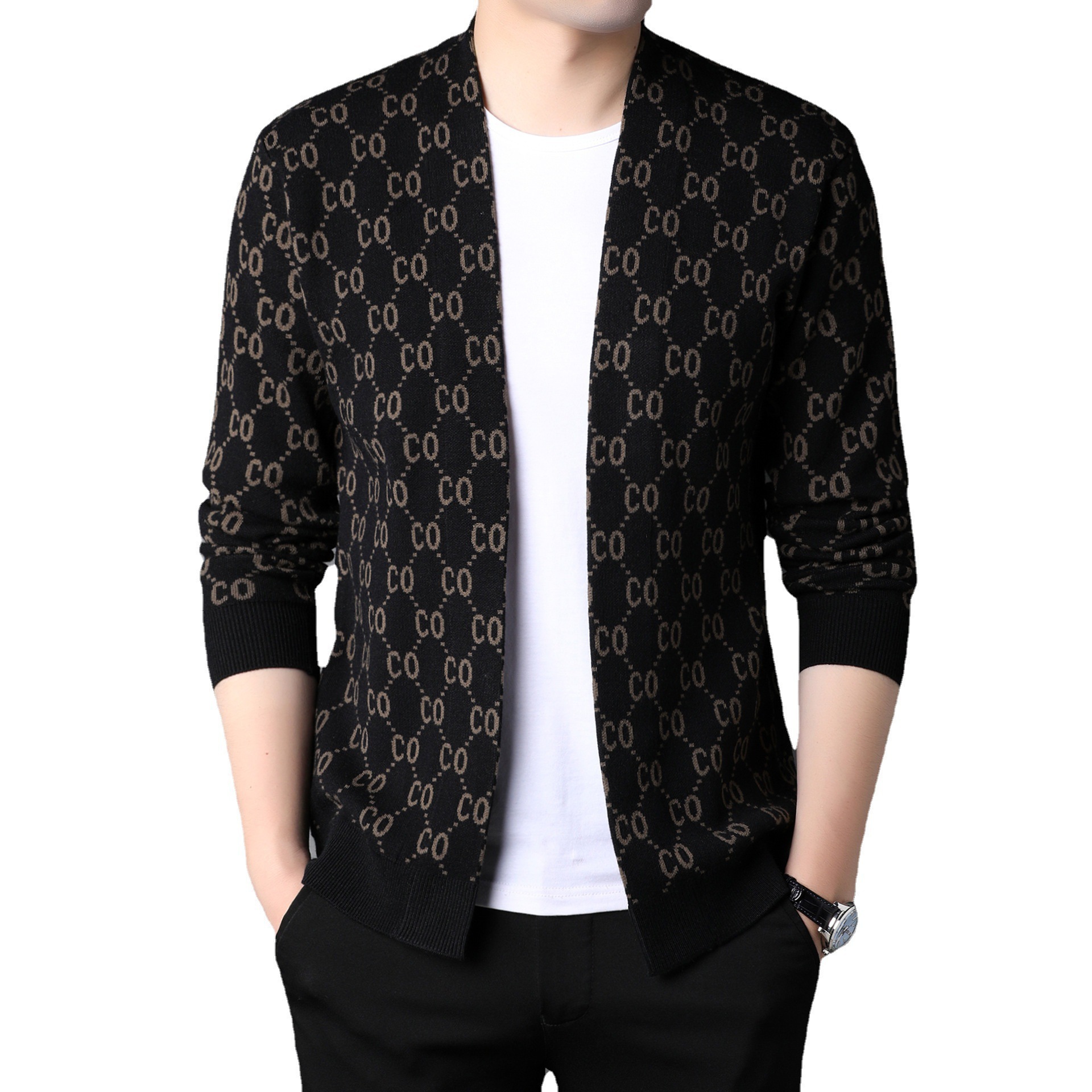 Men's Knitted Cardigan Coat Image 6