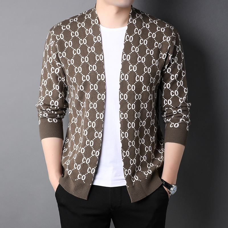 Men's Knitted Cardigan Coat Image 9
