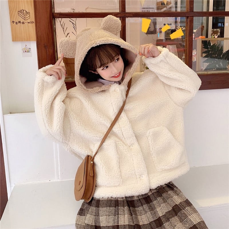 Cute Bear Ear Coat Back View