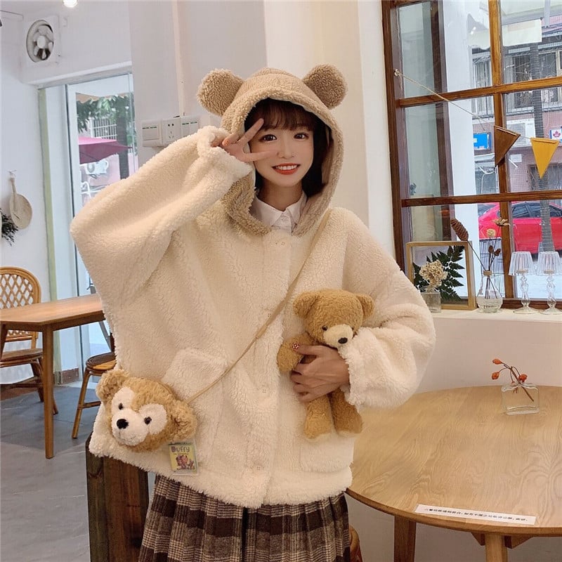 Cute Bear Ear Coat Side View