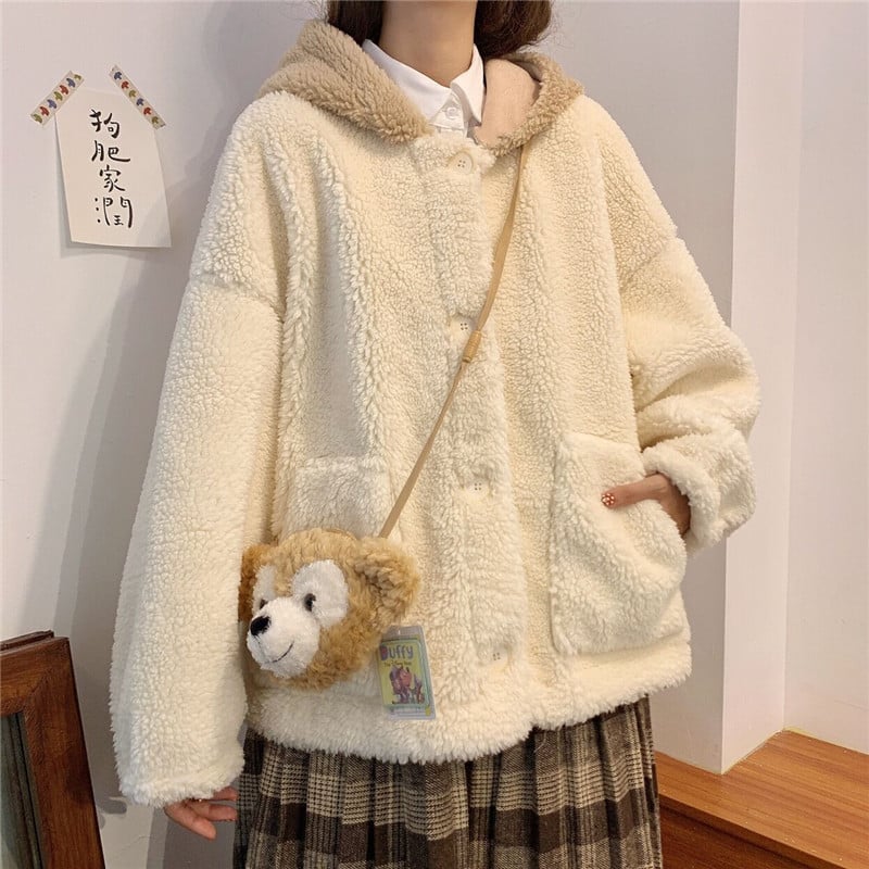 Cute Bear Ear Coat in Nature