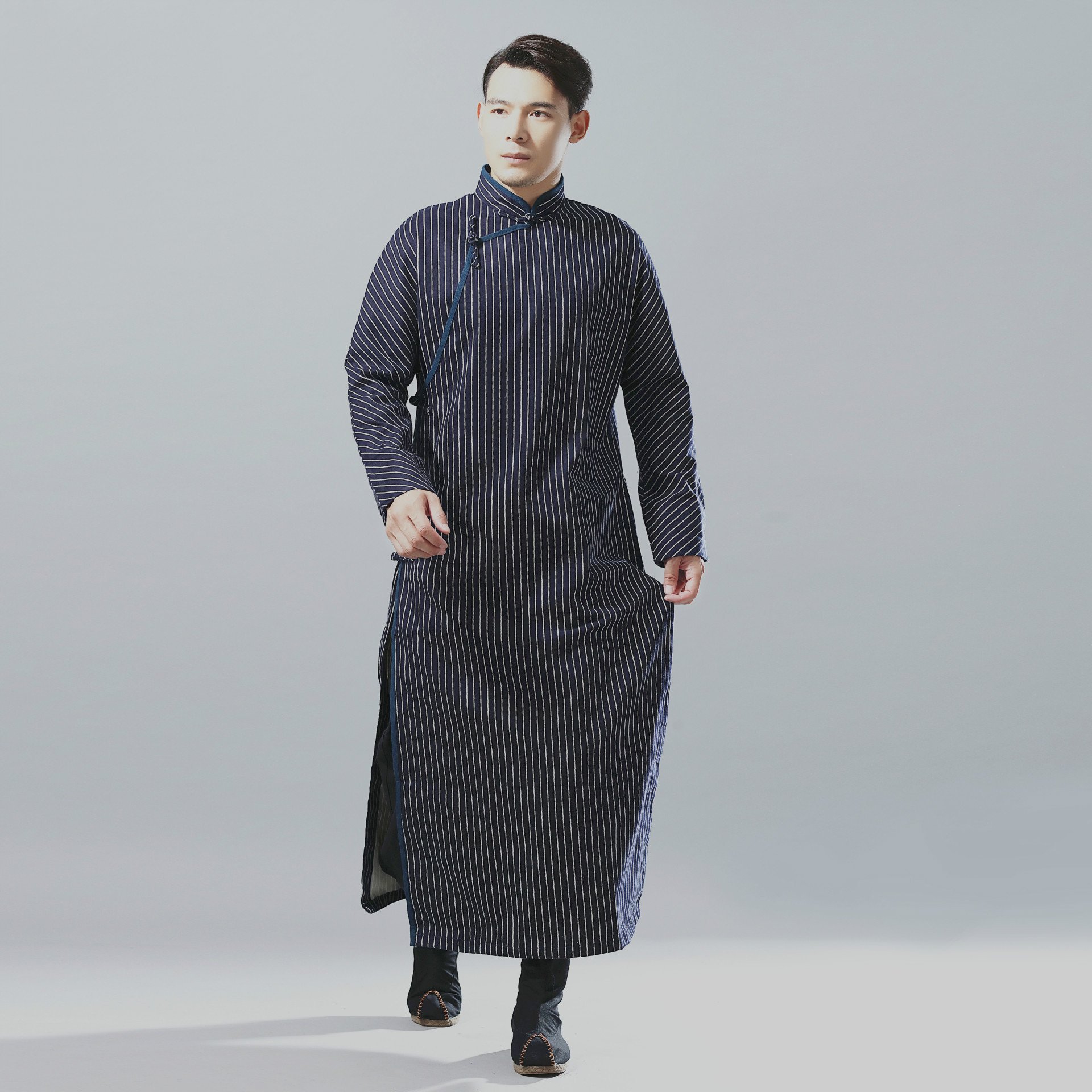 Cotton and Linen Striped Gown - Image 1