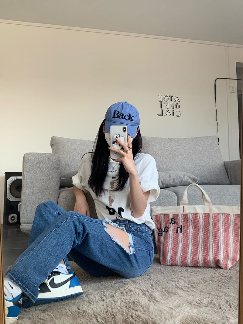 Women's High Waist Slim Jeans - Light Blue